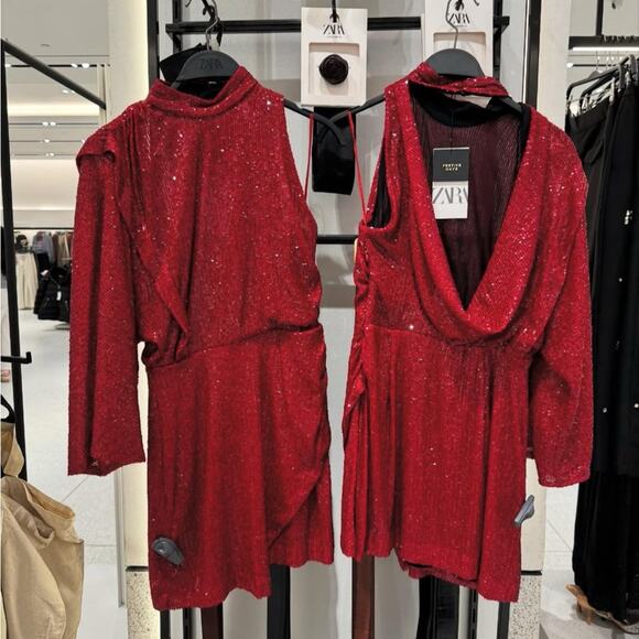 Zara Blogger Favorite Sequin Asymmetric Mini Dress - Picture 11 of 13